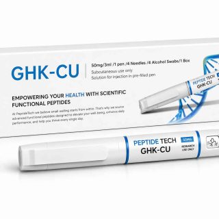 Peptide Tech GHK-CU 50mg Pen kit including needles and alcohol swabs.