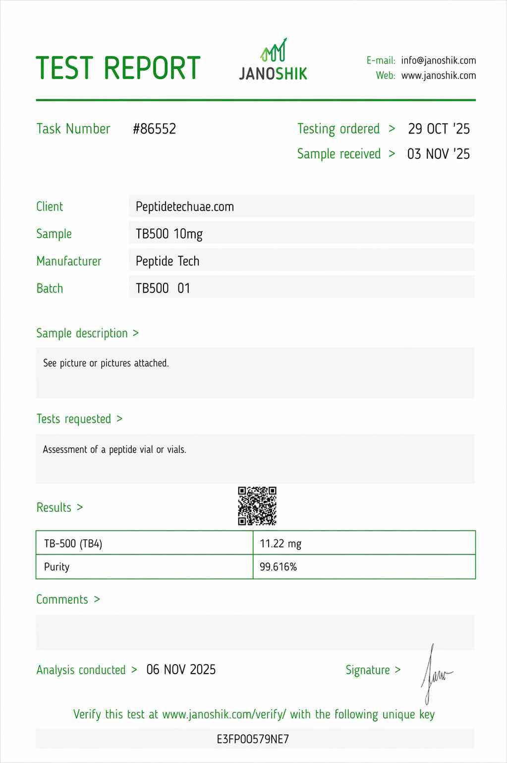 tb 500 lab report