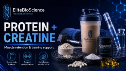 Supplements with peptides protein and creatine for muscle retention and training support